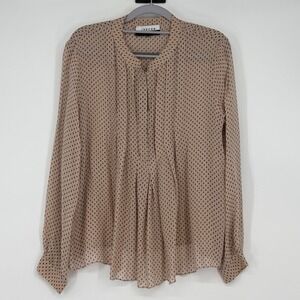 Jaeger London Silk Blouse Polka Dot Beige US 14 UK16‎ EU44 Luxury